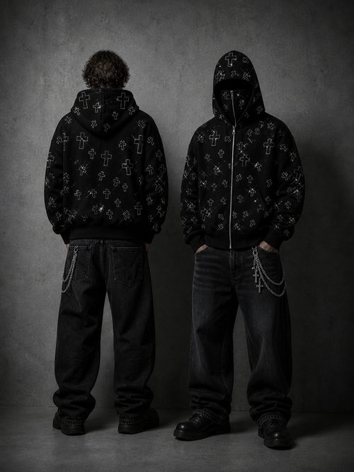 Rhinestone Cross Hoodie