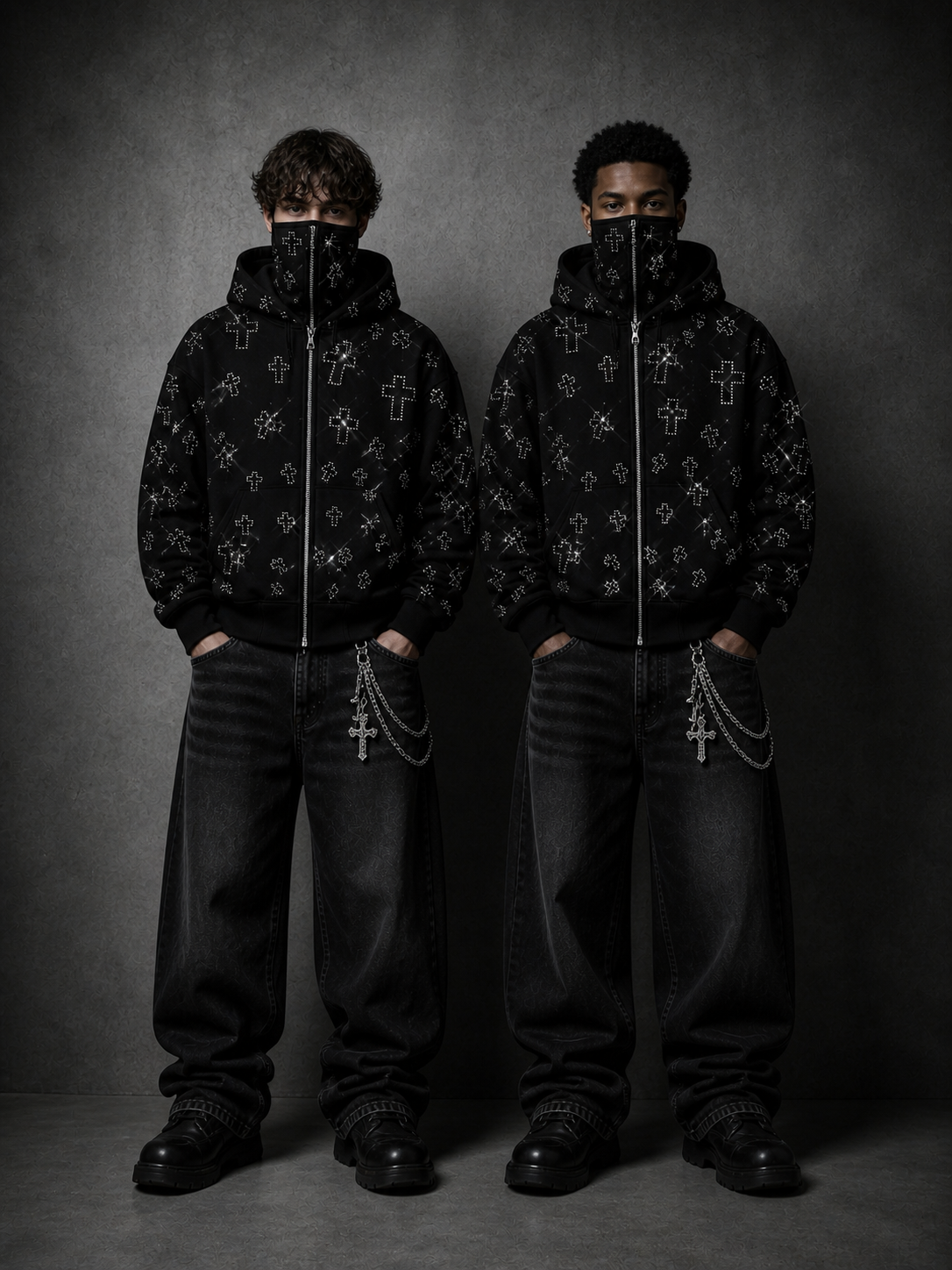 Rhinestone Cross Hoodie