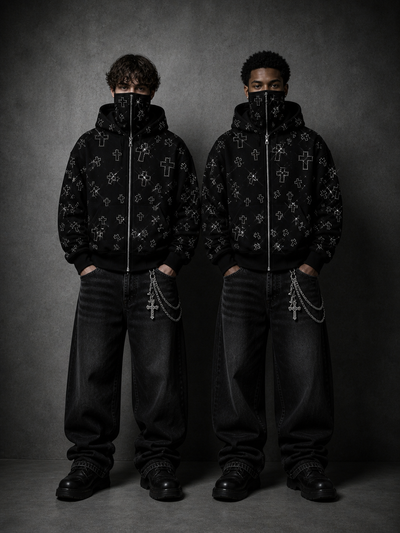 Rhinestone Cross Hoodie